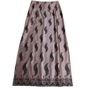 Vtg Hairspray Maxi Skirt Sz 3‎ Pink Satin Black Velvet USA Y2K Whimsigoth Fairy